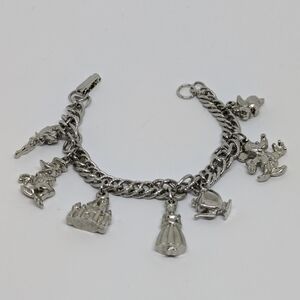 Vintage Disney Characters Charm Bracelet Mickey Mouse Donald Duck Tinkerbell